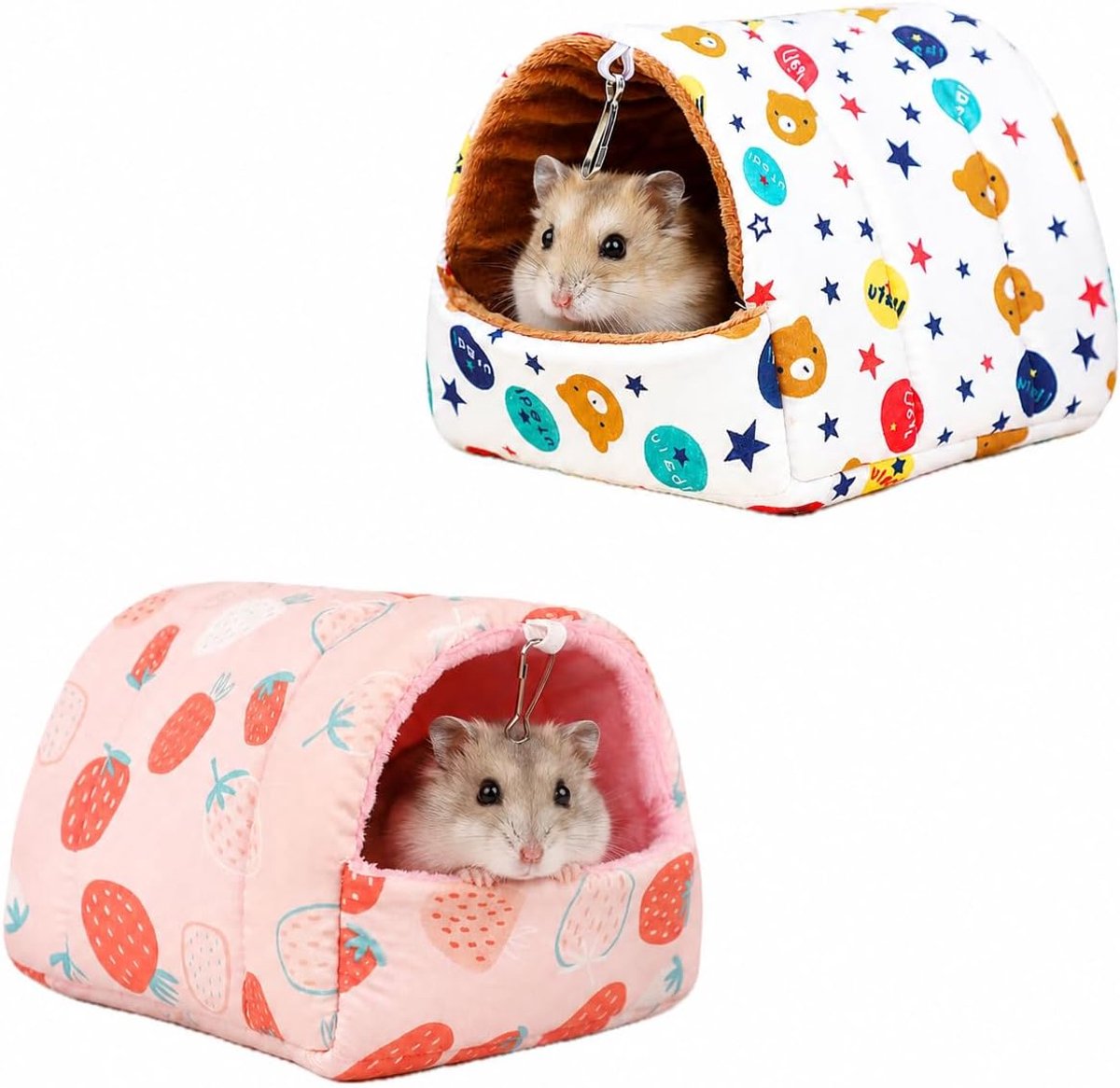 Bed voor varken, kalkoen, huis van warm katoen, groot, konijnenhok, zachte mand, 2 stuks, aardbeien en sterbeer