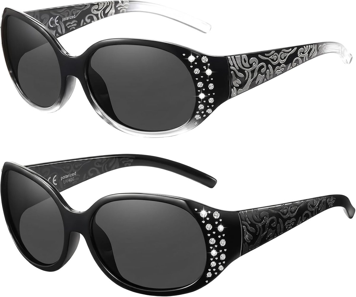 Zonnebril Dames, Zonnebril Dames Gepolariseerd, Trendy Zonnebril Met Strass, UV400 Bescherming Voor Autorijden, Zonnebril Vrouwen
