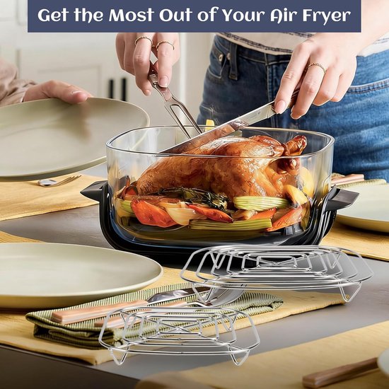 grillrooster, 2 stuks, roestvrij staal, voor Ninja Crispi Air Fryer FN101 en Ninja Crispi Pro Air Fryer AS101, Crisper-inzetstuk airfryer accessoires, standaard — afbeelding 5