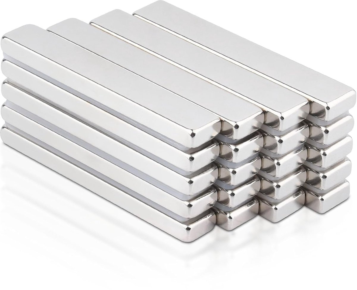 Magneten sterk 60 x 10 x 5 mm, neodymium magneten, extra sterk, supersterke zeldzame aardmagneten, rechthoekig, voor prikbord, keukenkast, whiteboard, magneetbord