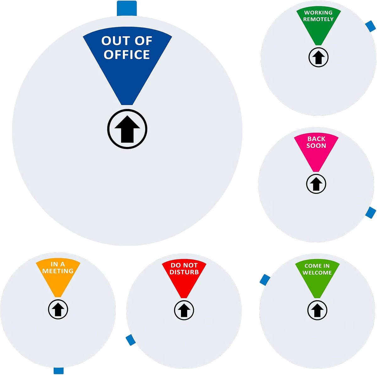 Not Disturb/Come in Welcome/Out of Office/in a Meeting/Back Soon/Working Remotely deurbordje dat anderen laat weten of je beschikbaar bent of niet
