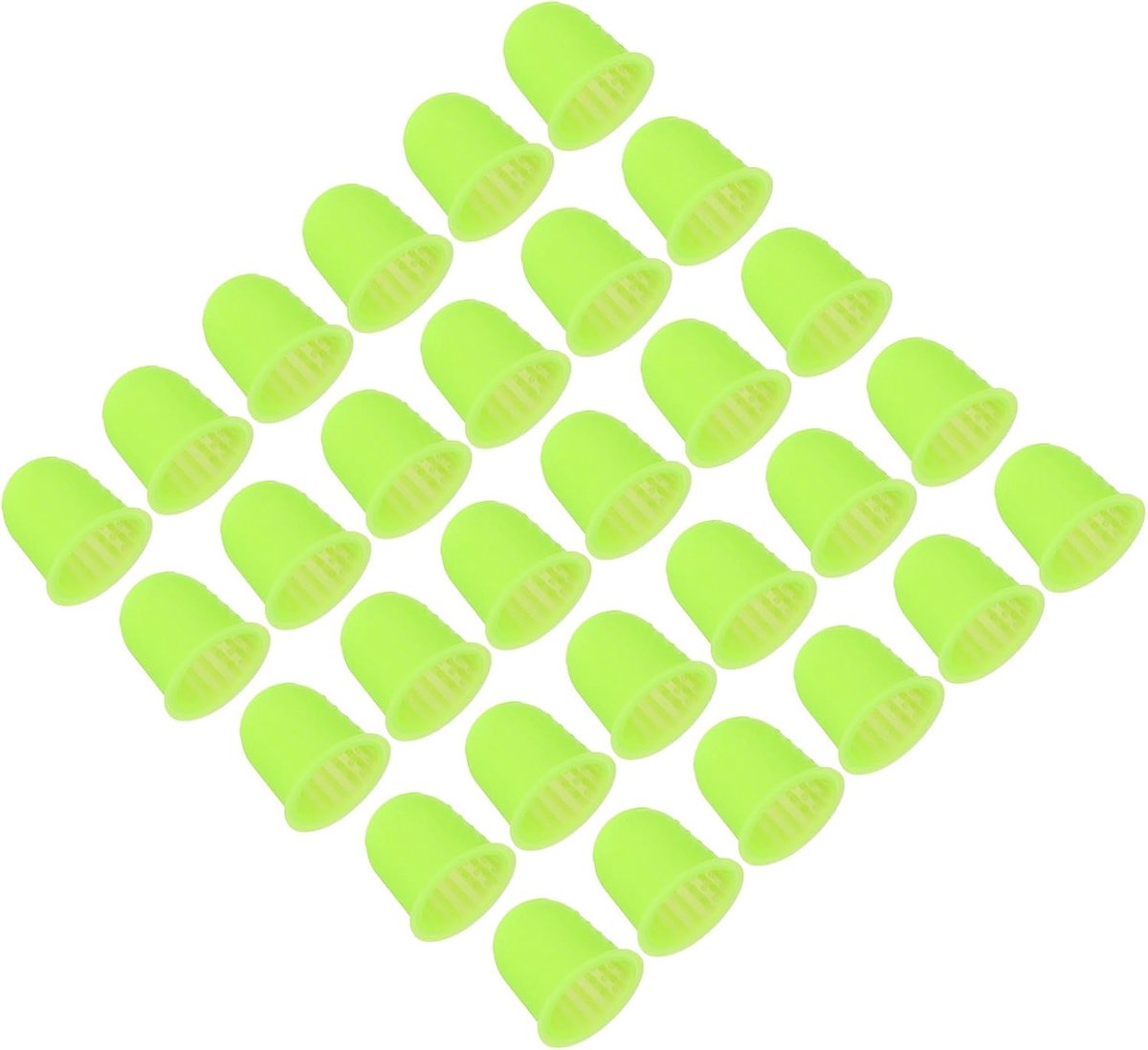 Rubberen vingertoppen, 30 stuks siliconen duimvingertopbescherming, vingerbedjes, beschermpads, vingerhoedjes, handgrepen voor kantoor, tellen, naaien, grasgroen, groot formaat