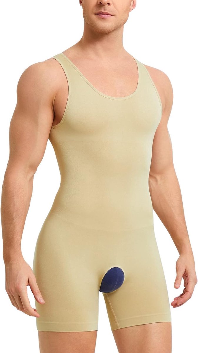 Shapewear bodysuit voor heren, buikweg, sterk vormend, full body shaper met pijpen, shorts, afslanken, shaping, taillevormer, compressieshirt, onderhemden voor mannen
