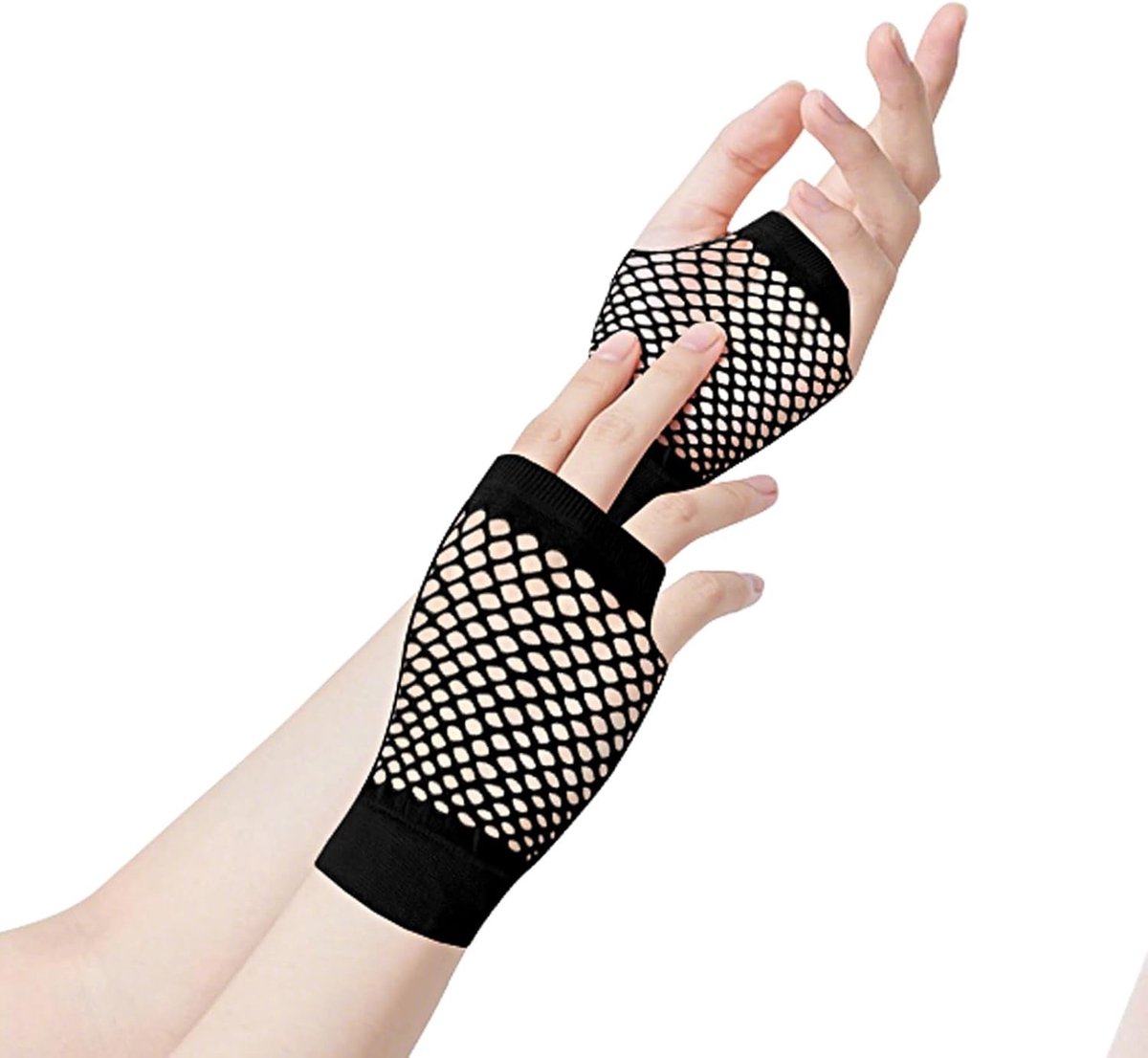 Modieuze Vissennet Handschoenen zonder Vingers - Rekbare Mesh Opera Handschoenen voor 80s Feest, Cosplay en Kostuumaccessoires