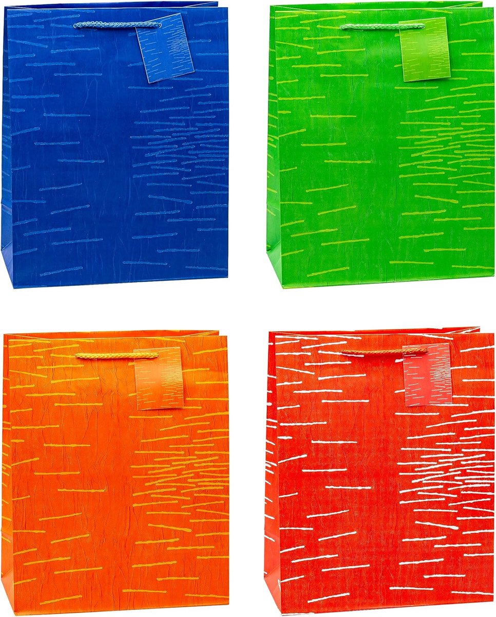 SnelShoppen - Grote Cadeautassen Set van 12 - Kleur Rijk, Matte PP Film, 32x26x13.5 cm, Water- en Scheurbestendig, Perfect voor Feesten en Cadeaus