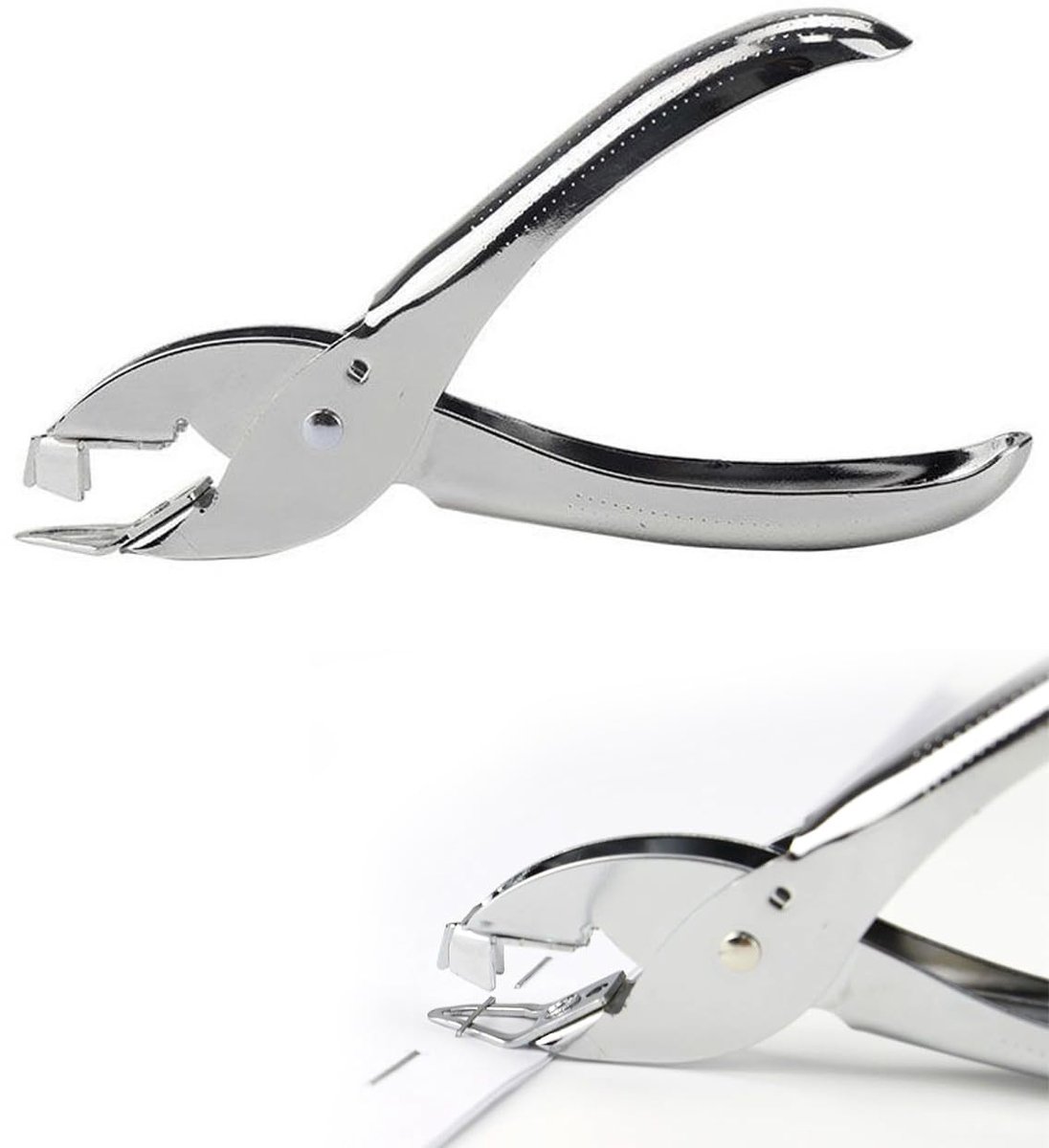 Handmatige papierperforator van metaal, robuust en nauwkeurig voor kantoor, school en creatief gebruik, ideaal voor kaarten en ansichtkaarten.