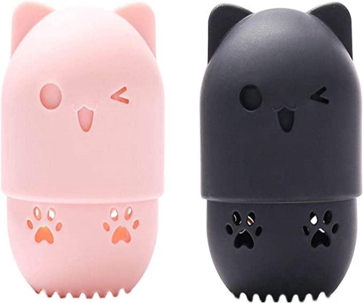 SnelShoppen - 2PCS Makeup Sponge Holders Silicone Makeup Sponge Houder Wasbaar Herbruikbaar - Roze en Zwart, Perfect voor Reis en Thuis