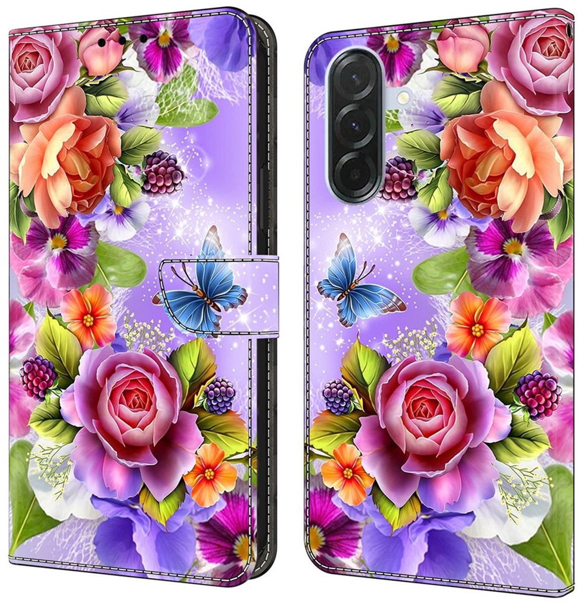 Bloemen - book case hoesje - telefoonhoesje geschikt voor Samsung Galaxy A27