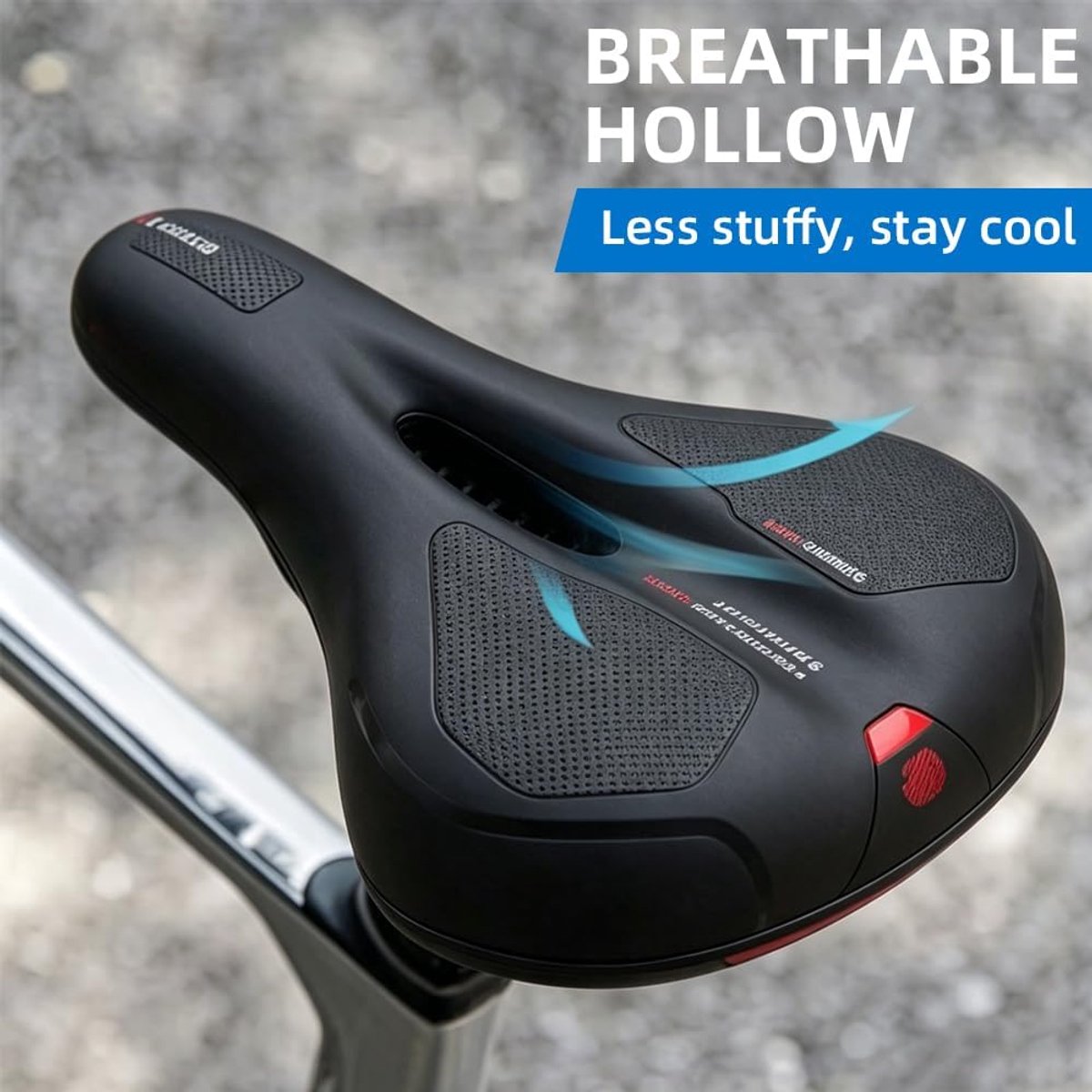 SnelShoppen - Comfortabele Ergonomische Fietszadel, Gel Zadel voor Mannen en Vrouwen, Breed Fietszadel met Zacht Geheugenschuim en Schuimvulling, Wate