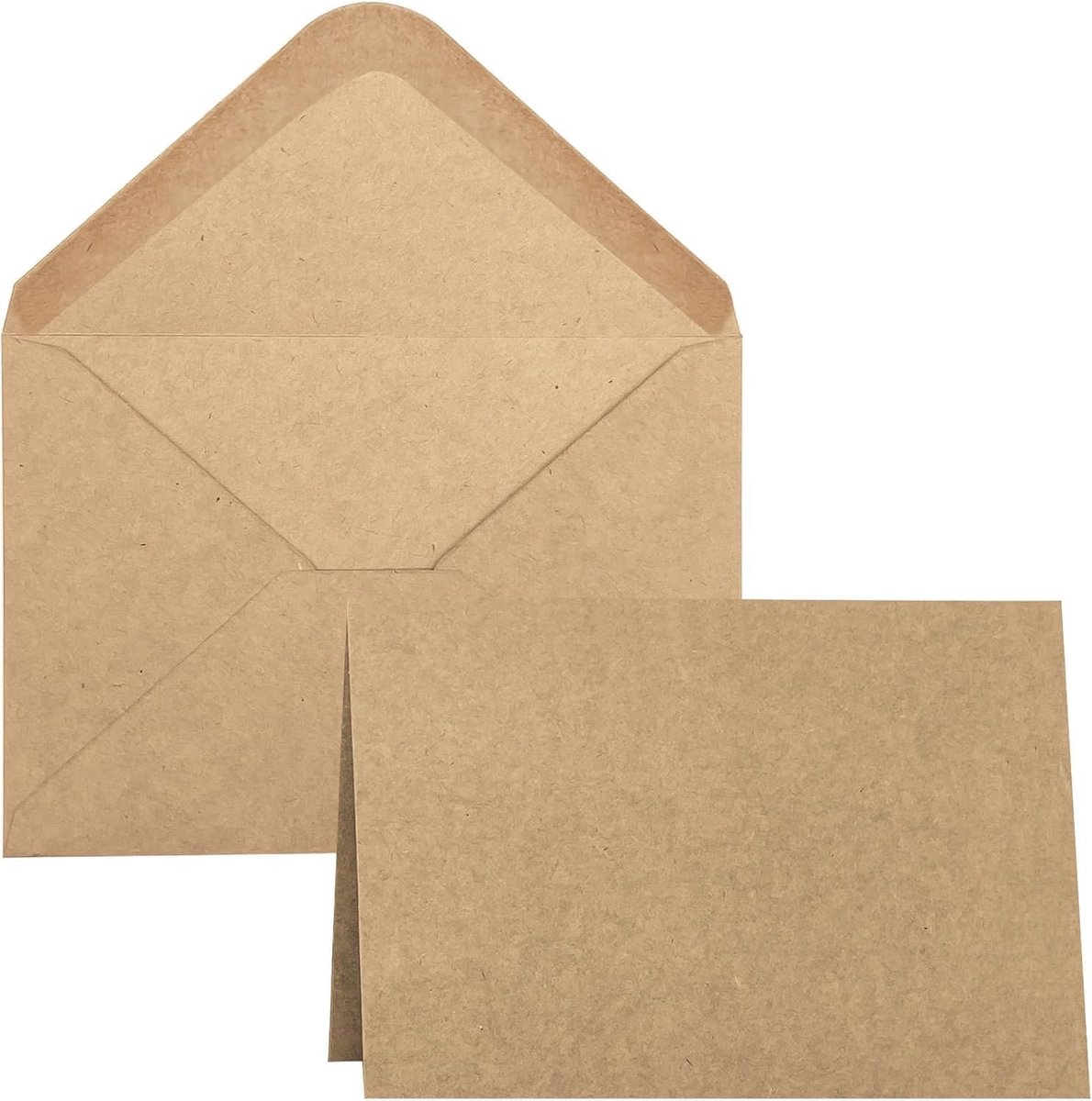 SnelShoppen - Set van 55 Lege Kaarten met Enveloppen, C6 Enveloppen en A6 Kraft Postkaarten voor Groetkaarten, Bruiloften en Bedankkaarten, Bruin