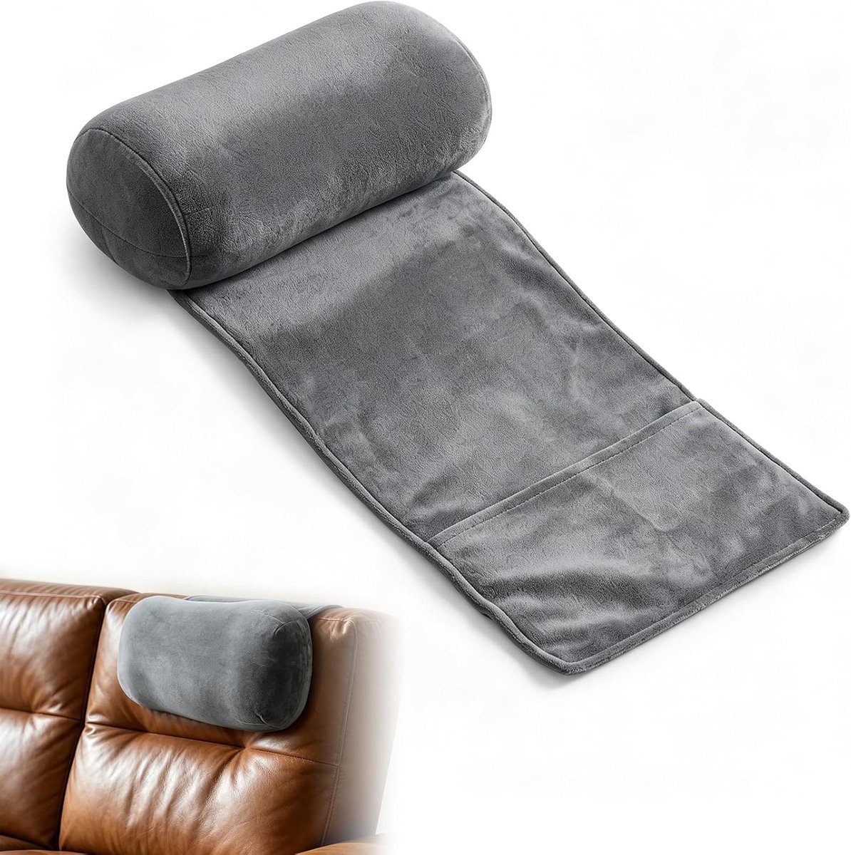 SnelShoppen - Ergonomisch Hoofdkussen voor Ligstoelen, Verstelbaar Antislip Traagschuim Kussen, Neksteun met Tas voor Reizen, Thuisgebruik, Ligstoel,