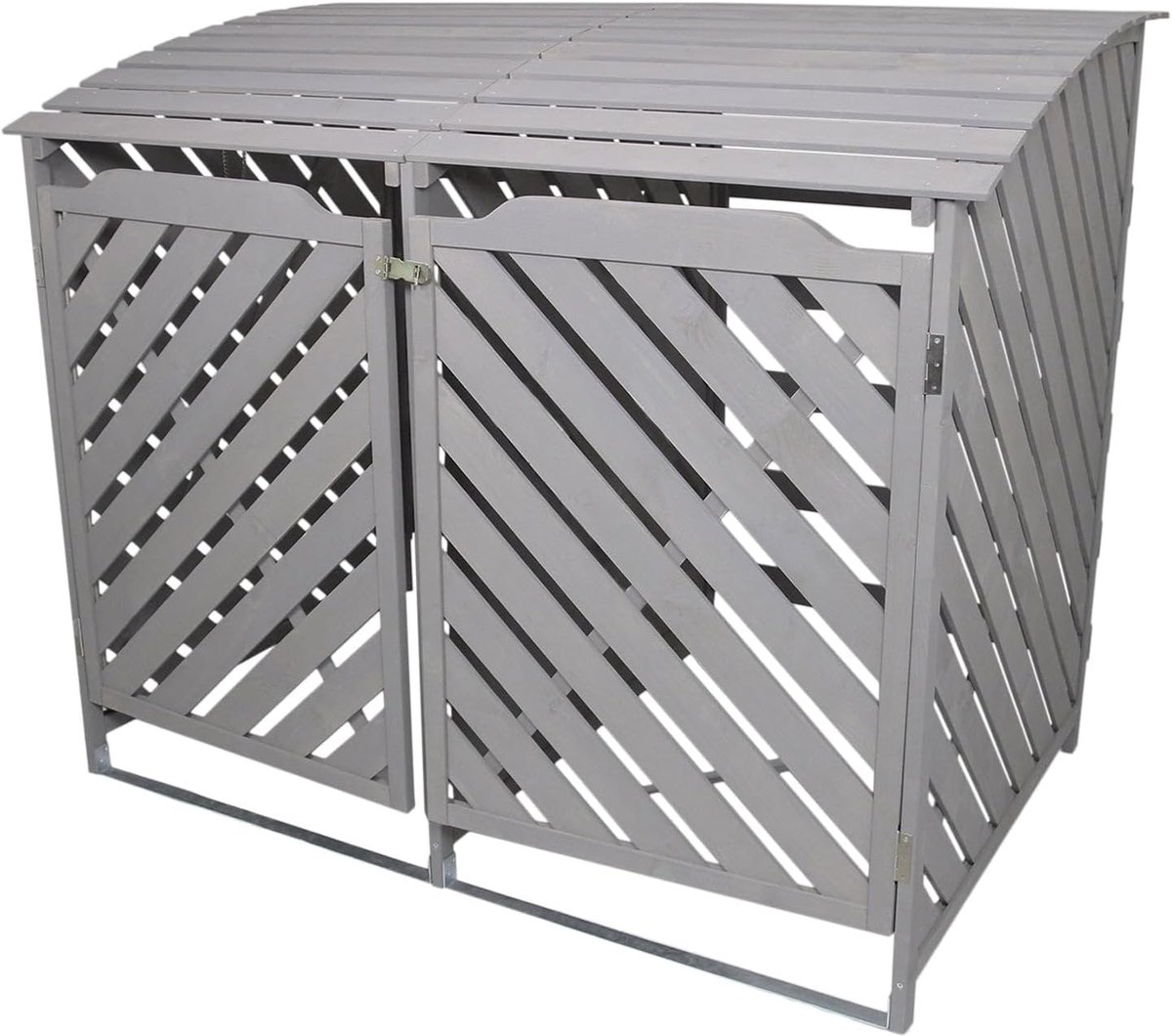 SnelShoppen - Container Conversion - Dubbel - Grijs Hout - 2 x 240L Kliko's - 149 x 92 x 122 cm - Afsluitbare Tuinopslag voor Kliko's