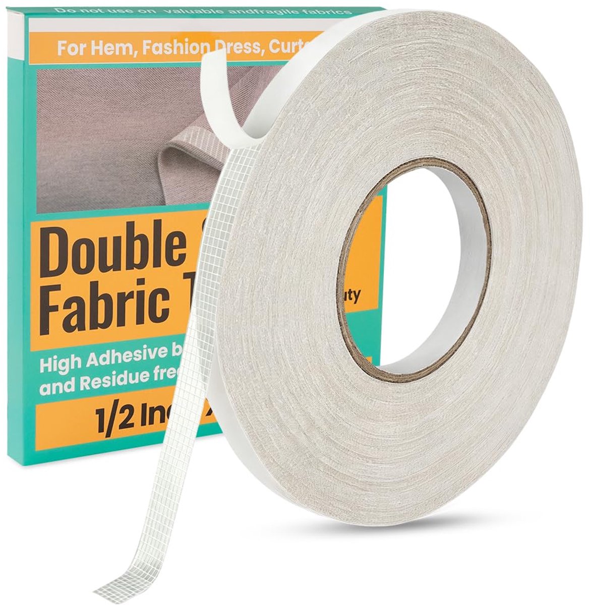 SnelShoppen - Dubbelzijdige Stoffen Tape 13mm x 60m - Sterke Hechting voor Gordijnen, Kleding en DIY Home Decor - Acryl Textieltape voor Creatieve Pro