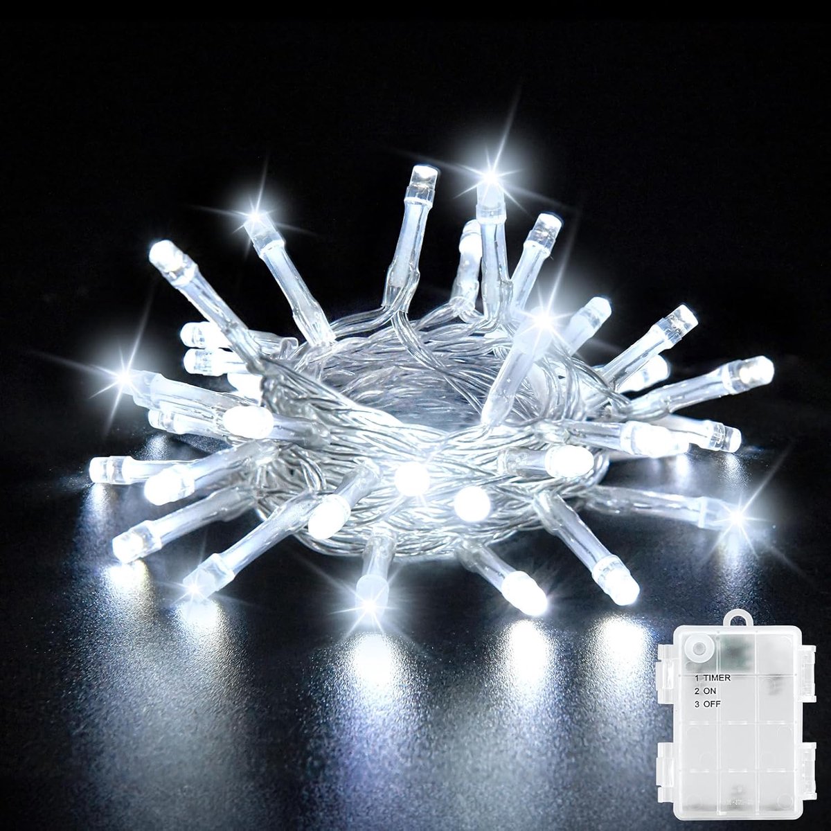 SnelShoppen - 3 m LED Fairy Lights met 30 Lichten, Koude Witte Sfeerverlichting voor Binnen en Buiten, Met Timer en IP65 Waterdicht, Perfect voor Kers
