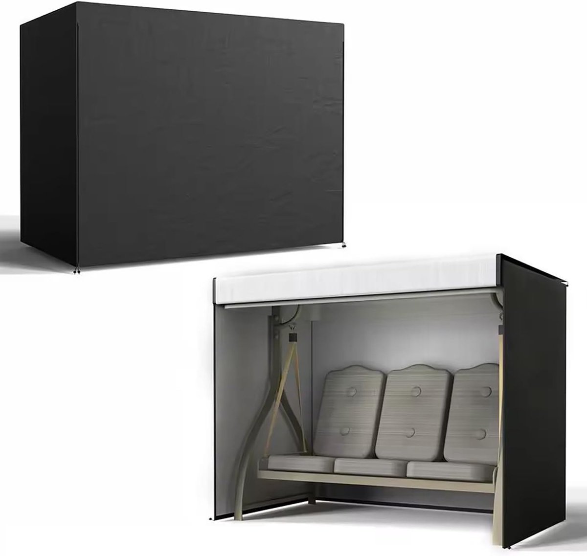 SnelShoppen - 3 Zits Schommelbank Bescherming - Waterdichte Swing Stoelcover 420D Oxford - Outdoor Dekking voor Tuin, Wind- en Sneeuwbestendig, Zwart