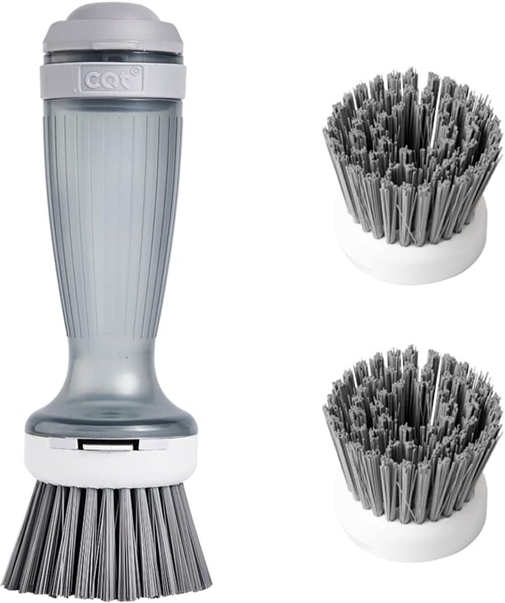 SnelShoppen - Afwasborstel met Zeepdispenser, Keukenborstel voor Dishes, Pannen, Ergonomisch Ontwerp, 1 Borstel + 2 Navullingen, Duurzaam, Hoogwaardig