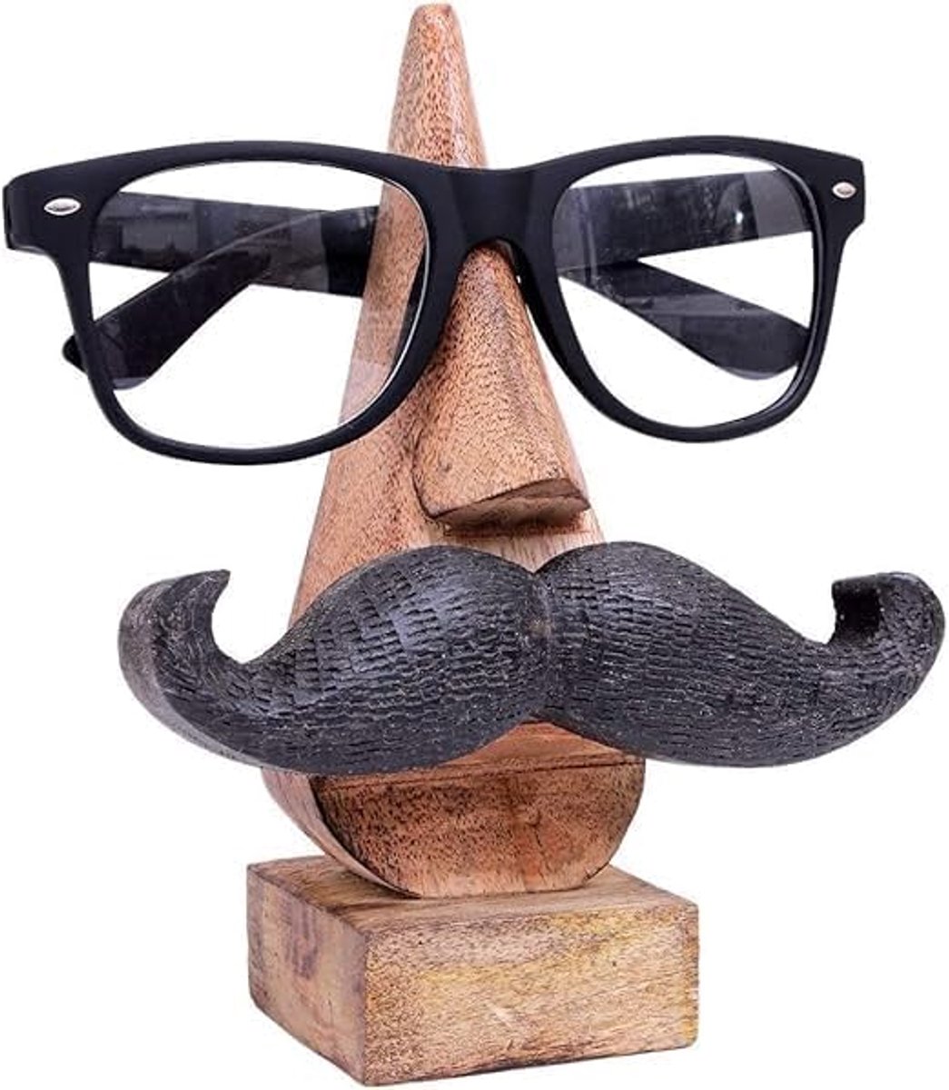 SnelShoppen - Spectacle Exhibition Stand voor Brillen - Houten Neus Brilhouder - Bureau Accessoires 6,5 Inch - Decoratief en Functioneel - Ideaal voor