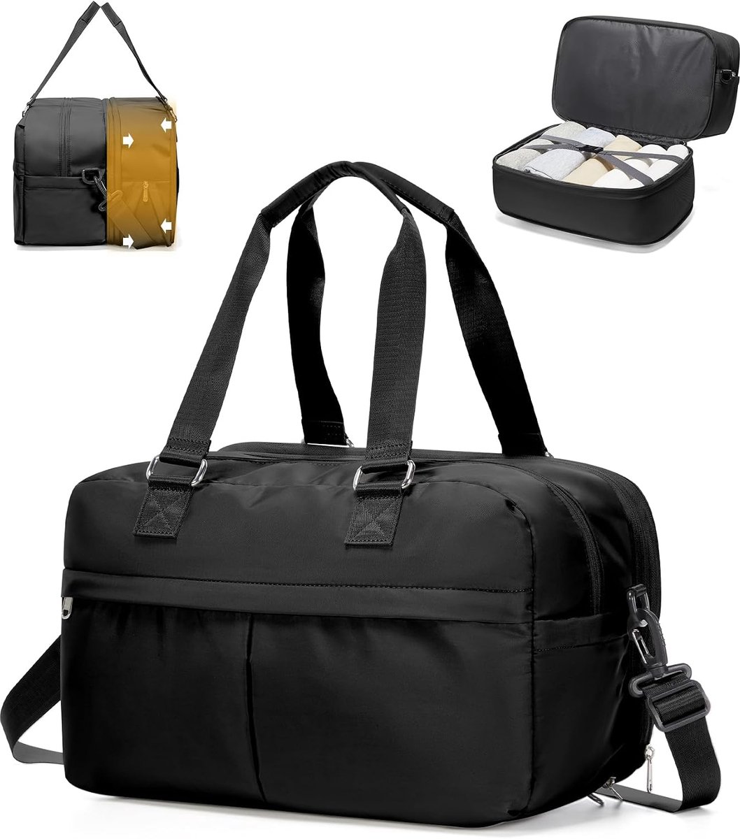 SnelShoppen - Uitbreidbare Reistas Handbagage 40x30x20 cm voor Ryanair Wizz, Sporttas voor Dames en Heren, Groot Weekendtas met Natvak, Ziekenhuistas,