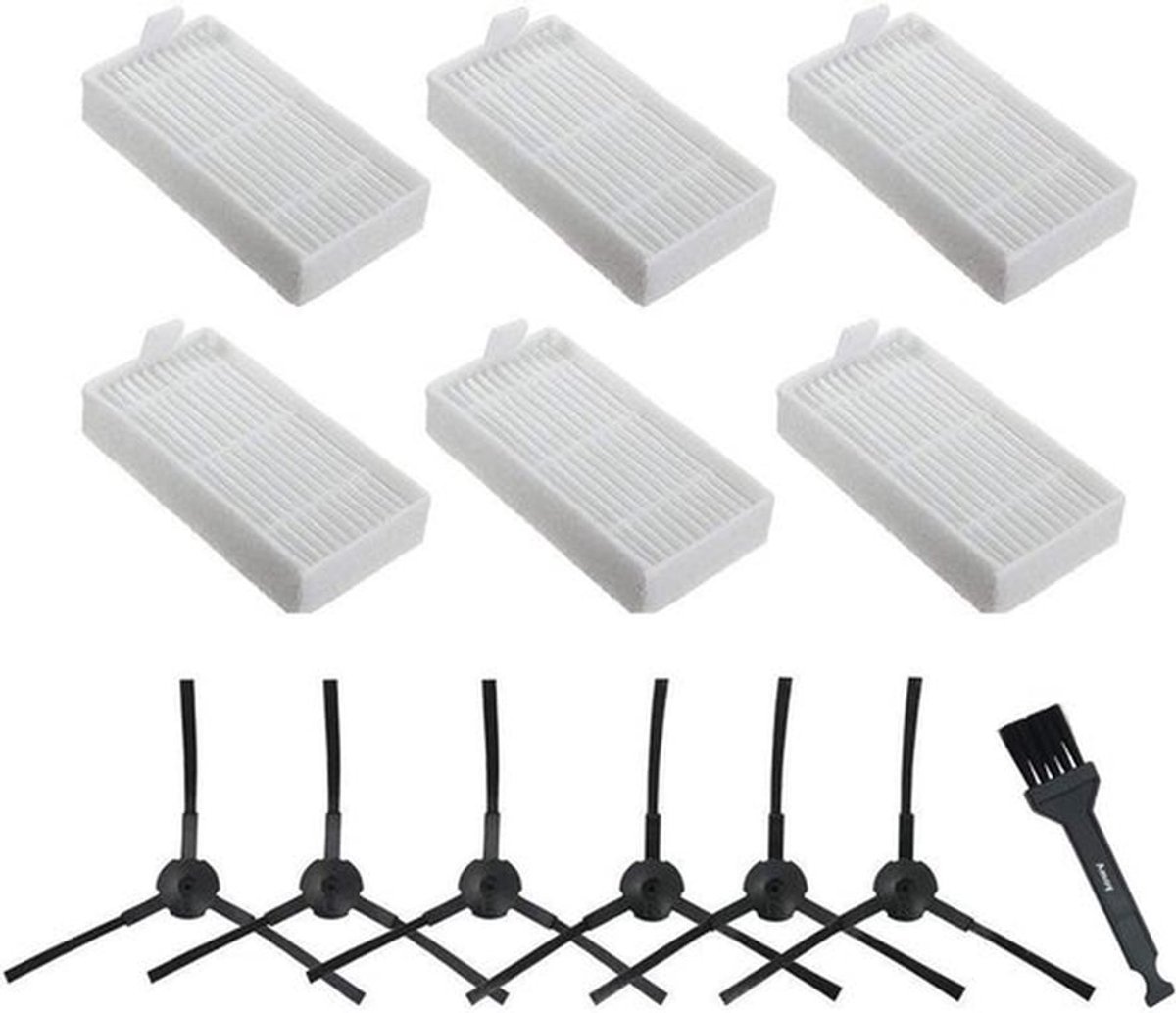 Robotstofzuiger Onderdelen 12 Stuks - 6 Filters - 6 Zijborstels Links/Rechts - Compatibel met ILIFE ZACO V3/V5 - Eenvoudig te Vervangen - Geschikt voor Regelmatig Gebruik - Robotstofzuigeraccessoires