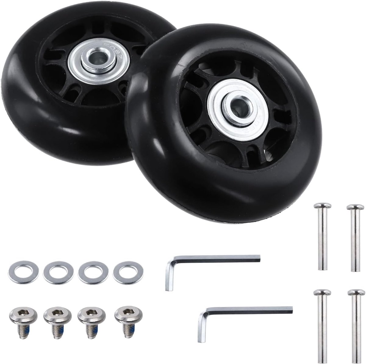 SnelShoppen - 70 mm Kofferwielen Set van 2 - Universele Trolley Wielen met Schokabsorber - Vervangingswielen voor Koffers - Stil, Slijtvast en Tempera