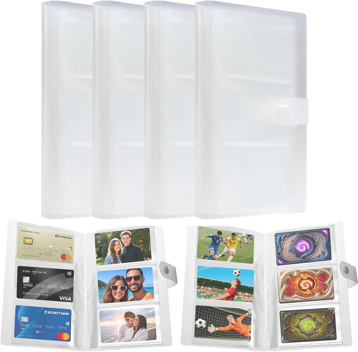SnelShoppen - Verzamelalbum voor Ruilkaarten - 4 Boeken, 20 Pagina's per Boek, 480 Compartimenten, Transparant, Waterdicht, Lege Kaartenhouder voor Ho