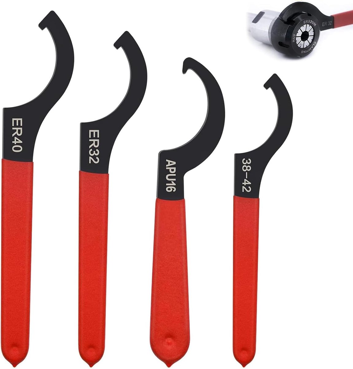 SnelShoppen - Notch Cam Wrench Set 4-delig, Universele C-vorm Haak Sleutelset, Verstelbare Schokdempers Sleutels, Ergonomische Rubber Handvatten voor