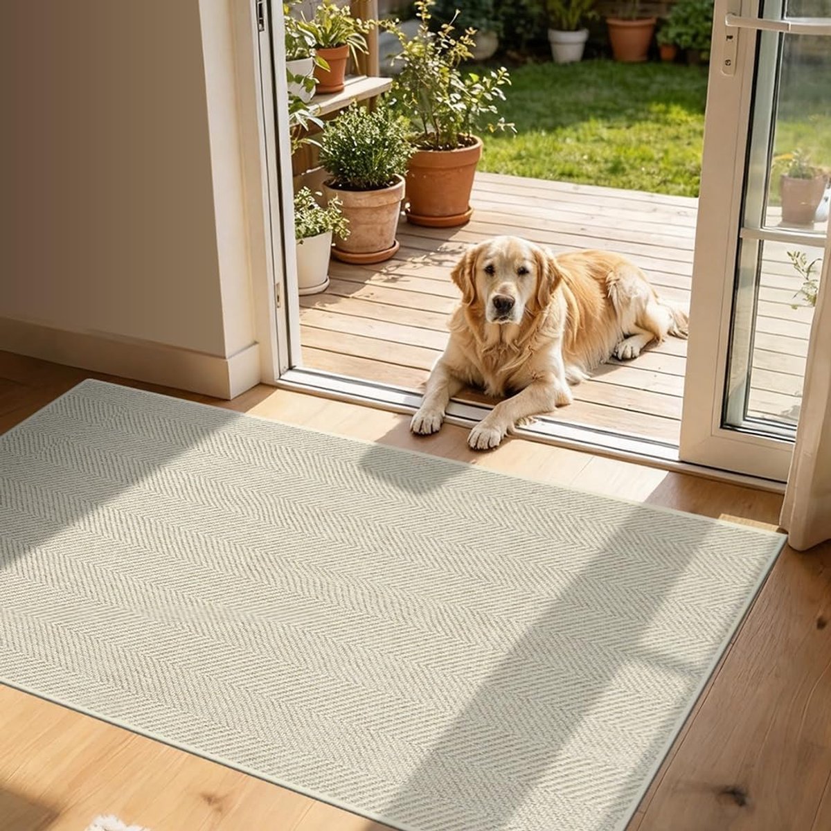 SnelShoppen - Rutschfest Fussmatte Innen 81x122cm, Wasbare Schmutzfangmatte, Dünne Saugstarke Eingangsteppich, Sauberlaufmatte voor Huisdieren, Flur &