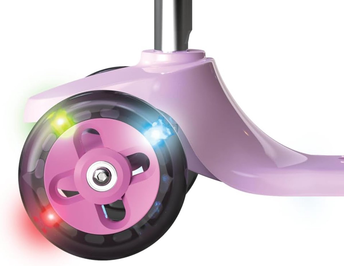 SnelShoppen - Rollie Kinderscooter Pastel Blauw met Verlichte Wielen - 2-in-1 Opvouwbare Loopfiets en Scooter voor Kinderen - Veilig en Leuk voor Buit
