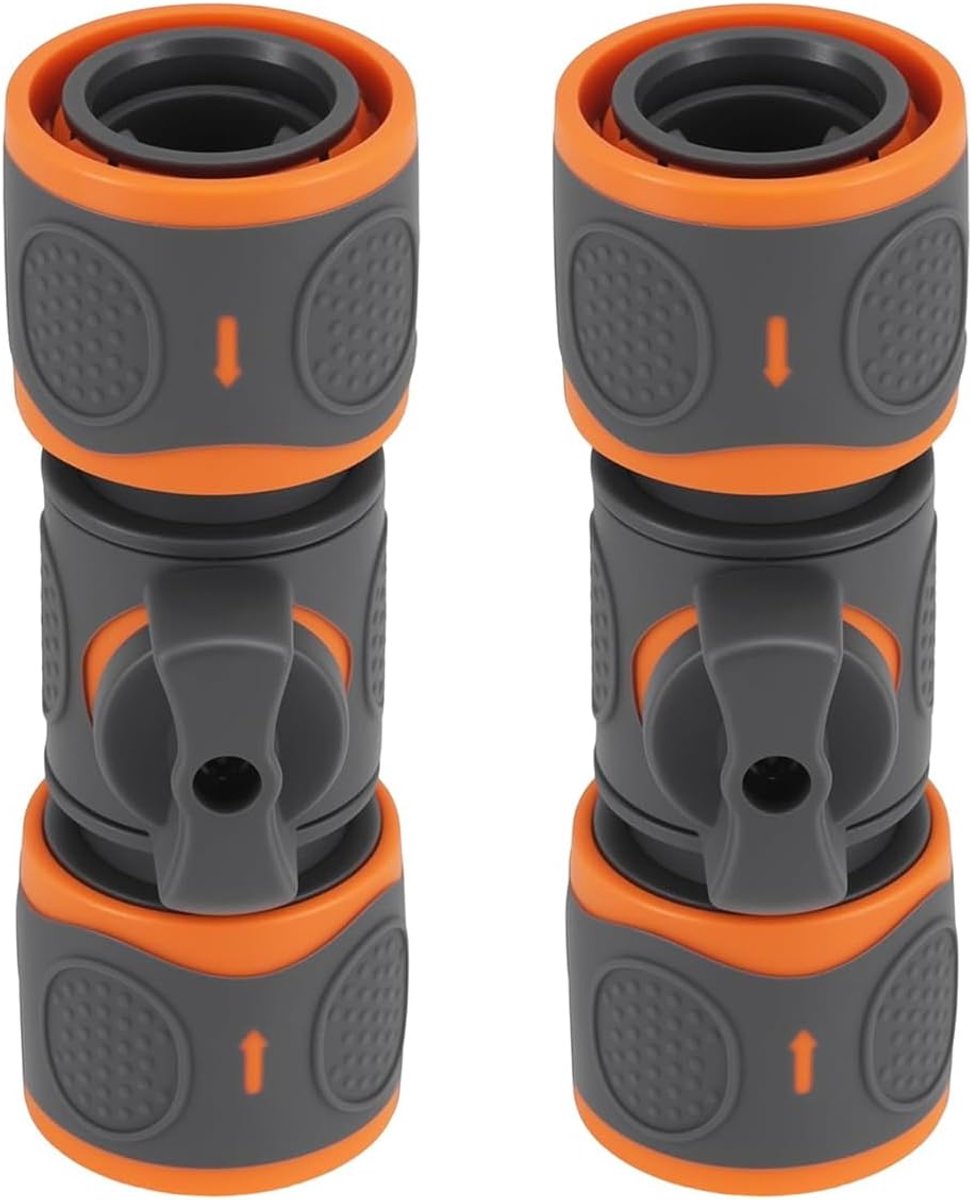 SnelShoppen - Garden Hose Connector Set - 2 Stuks Tuinslang Aansluitingen met Controleklep - Waterdichte Verbinding voor 1/2 Inch Tuinslang - Adapter