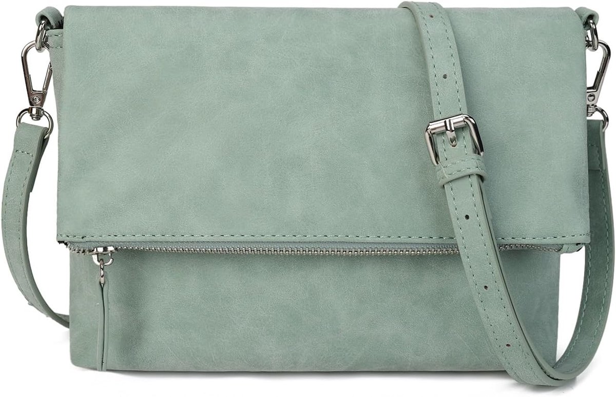 SnelShoppen - Dames Schoudertas - Vrouwelijke 3 Compartiment Tas - Vouwbare Clutch Met Meerdere Compartimenten - Leren Handtas - Crossbody Tas - Ideaa