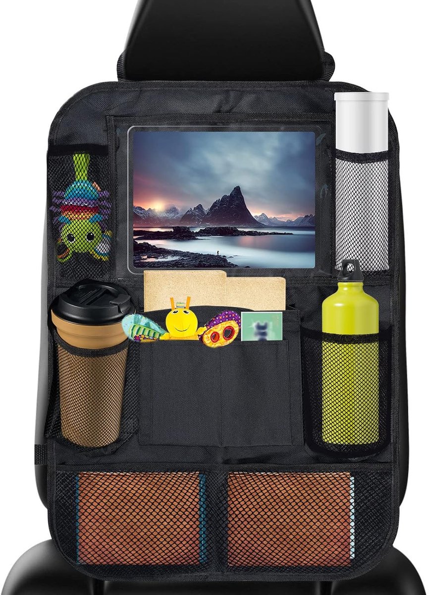 SnelShoppen - Auto Achterbank Beschermhoes en Organizer, Back Seat Organizer voor Kinderen, Waterdicht Oxford Stof, Grote Opbergtas, Car Seat Organise