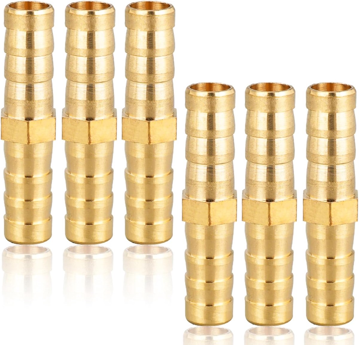 SnelShoppen - 8 mm Slangverbinder, Messing Slangkoppeling, Recht Barb Aansluiting, Draadfitting, 6 Stuks, Tuin, Camping, Keuken, Hoogdruk