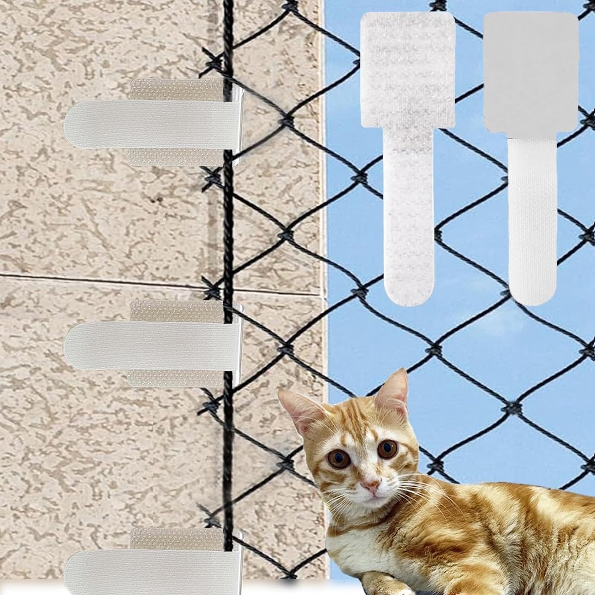 Dailygoods- Kleefhaken 60 Stuks - Zelfklevend - Buiten - Bevestiging voor Kattennet - Dubbellaags Hechting - Eenvoudig te Installeren - Haakjes