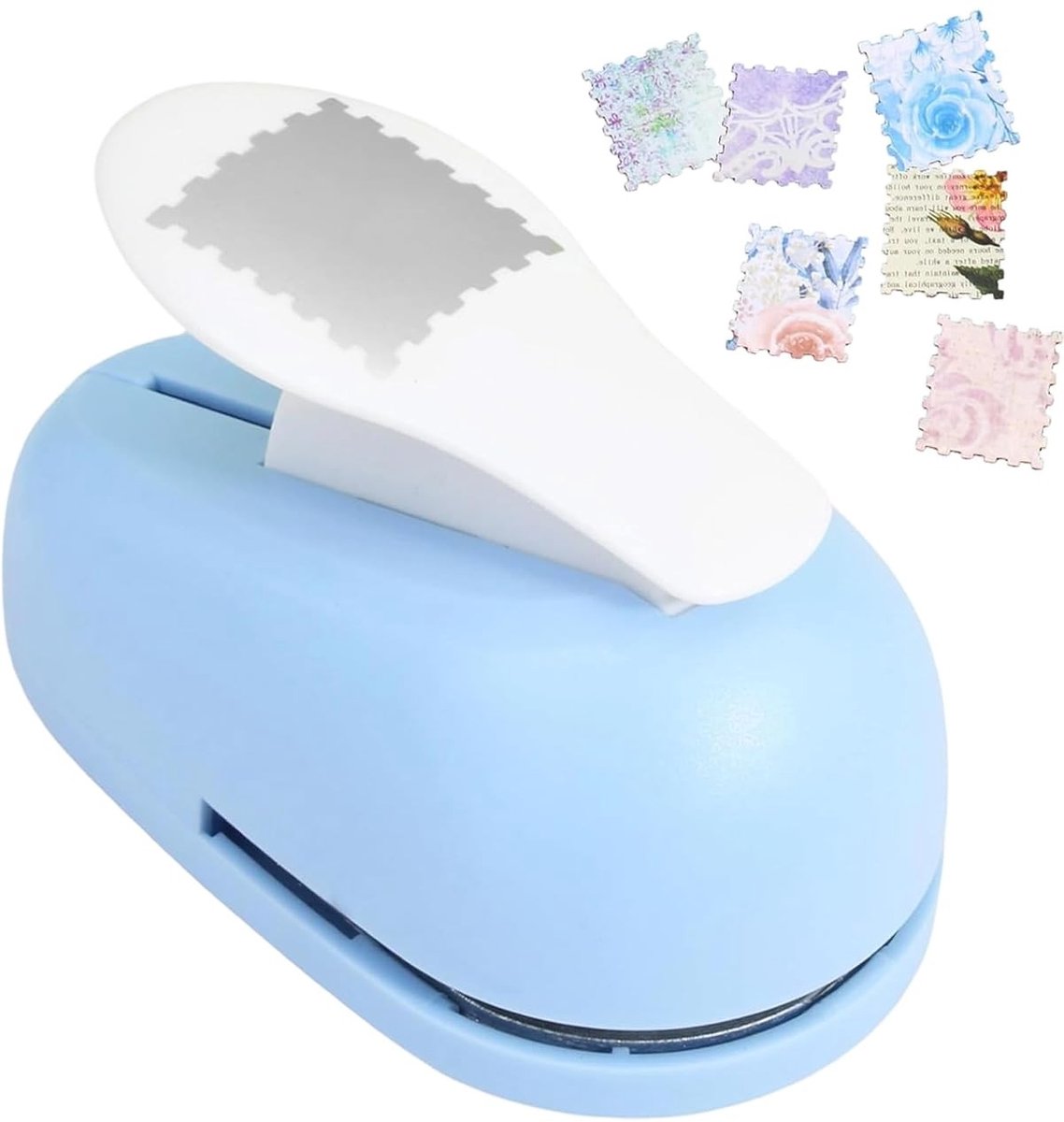 Kleine en draagbare vierkante perforator voor knutselen, ideaal voor kaarten, verzamelalbums en etiketten maken.