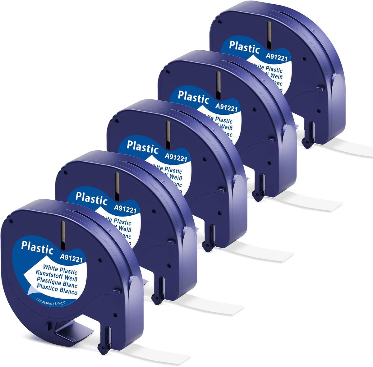 SnelShoppen - Compatibele Dymo LetraTag Plastic Labels 12mm x 4m - Zwart op Wit, Zelfklevende Multifunctionele Labels voor Labelmakers, Duurzaam en Vl