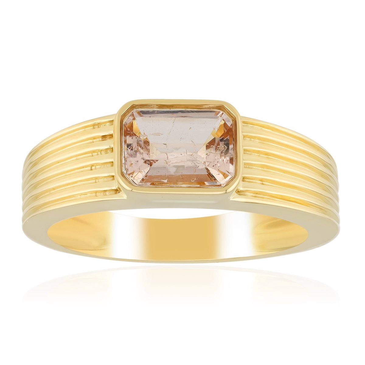 Cavill - Luxe Zilveren Ring met Achthoekige Braziliaanse Morganiet 1,17 ct - 925 Sterling Zilver Verguld - Moderne Elegante Damesring