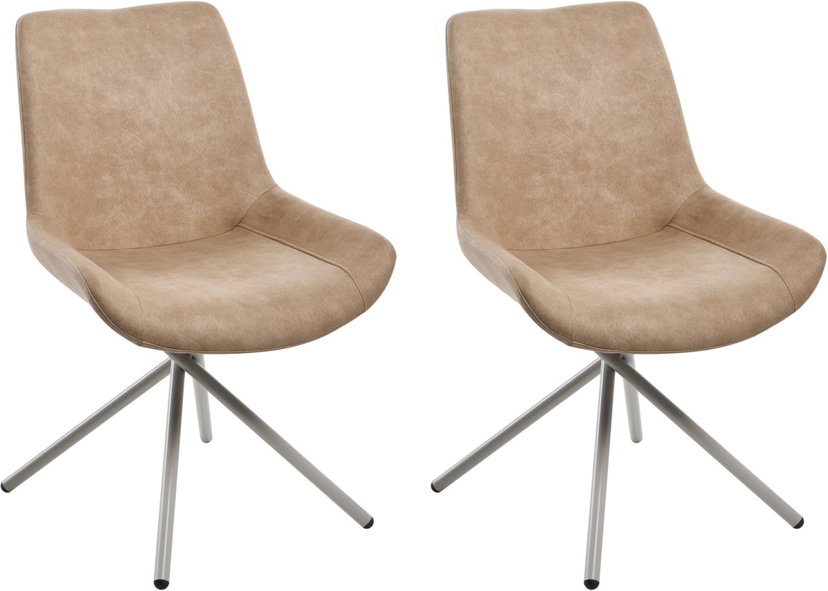 HAILEY - Eetkamerstoel set van 2 - Beige - Kunstsuède