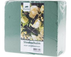 Oase steekschuim - 3x - groen - blok - 20x7x10 cm - vochtig/ nat gebruik - bloemstukken/kerststukjes maken