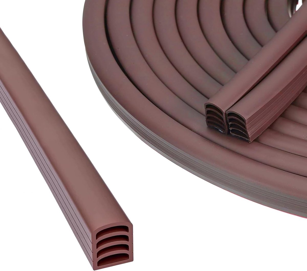 SnelShoppen - Zelfklevende D-vormige Deurrubber 6 m x 10 mm x 12 mm Waterdichte Raamafdichting Strip voor Openingen 2-12 mm (Bruin)