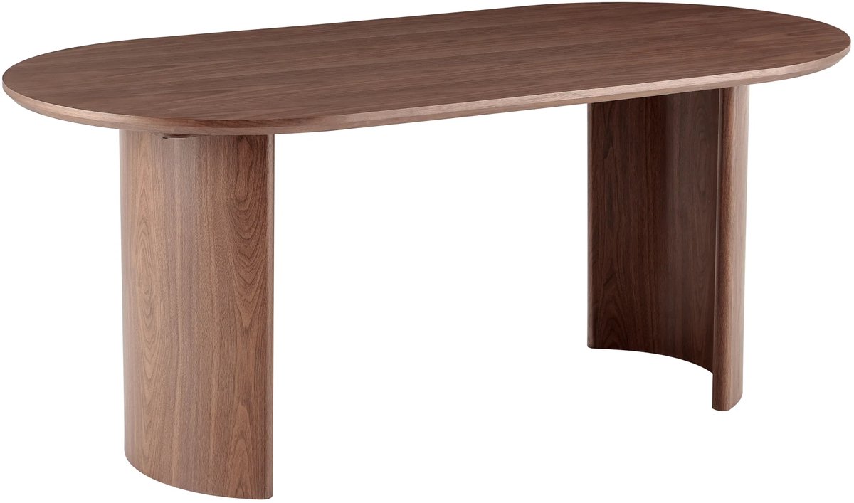 Vestland Ovale Eiken Eettafel - 180x90 cm - Geschikt voor 6 - 8 Personen - Walnoot - Halfronde poten