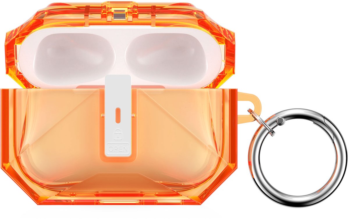 kwmobile Earphones Case for Apple Airpods Pro 3 Case - Clear TPU Silicone Earbuds Cover - Orange / Transparent