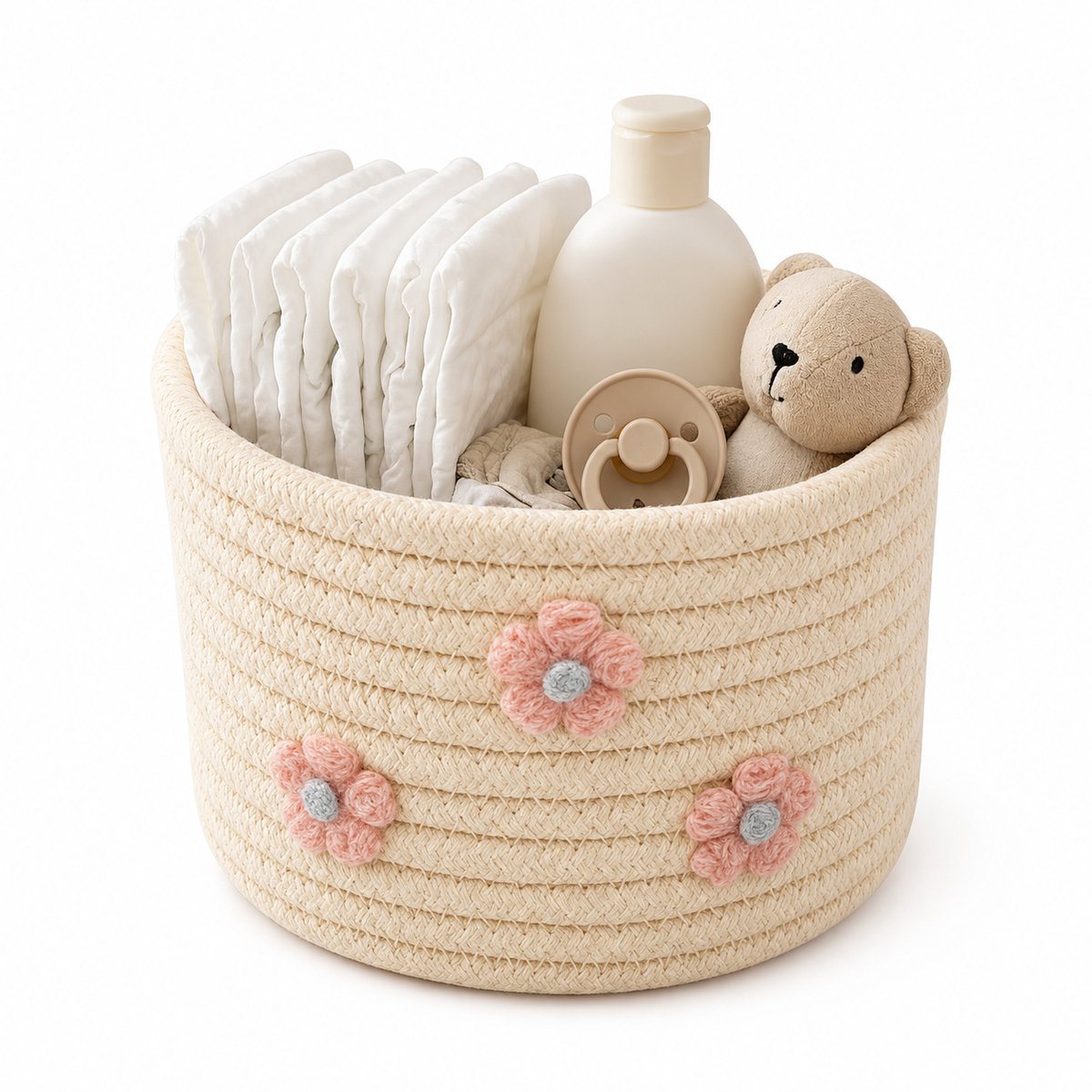 Handgeweven Katoenen Opbergmand - Set van 1 - Mini Organizer voor Badkamer, Keuken en Babykamer - Duurzaam en Decoratief - 16 x 11 cm - Khaki