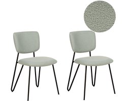 NELKO - Eetkamerstoel set van 2 - Lichtgroen - Bouclé