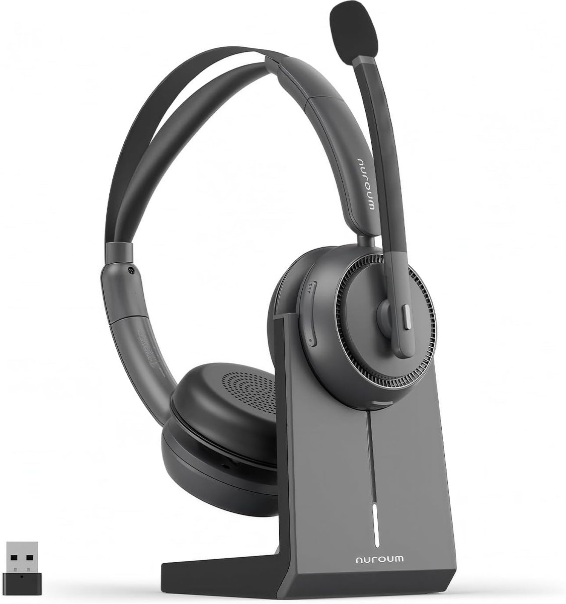 SnelShoppen - Draadloze Bluetooth Hoofdtelefoon met Oplaadstation - Noise Cancelling ENC - 45 Uur Batterijduur - Ideaal voor Thuiswerk, Kantoor, Teamv