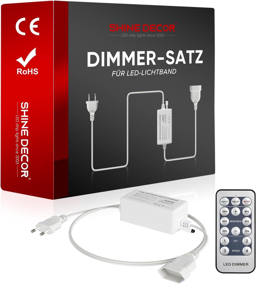 SnelShoppen - LED Strip Lights Dimmer Controller Pack met Afstandsbediening - Neon Licht Slangen - Flexibele Verlichting voor Feest, Tuin, Keuken, Cam