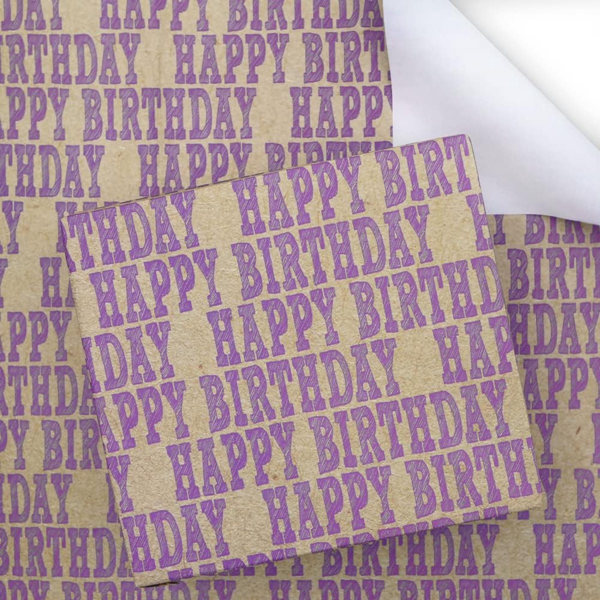 SnelShoppen - Verjaardag Inpakpapier voor Kinderen, Meisjes, Jongens, Volwassenen, 6 Vellen 50x70 cm, Gerecycled Cadeaupapier, Prachtig Paars Ontwerp,
