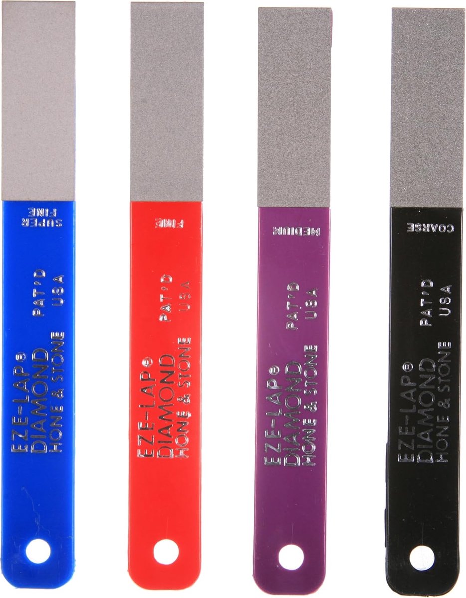 SnelShoppen - Professionele EZE-LAP L PAK4 Set van 4 Kleurgecodeerde Diamant Slijpen voor Keuken- en Tuin Gereedschap, Superfijn tot Coars, Blauw, USA
