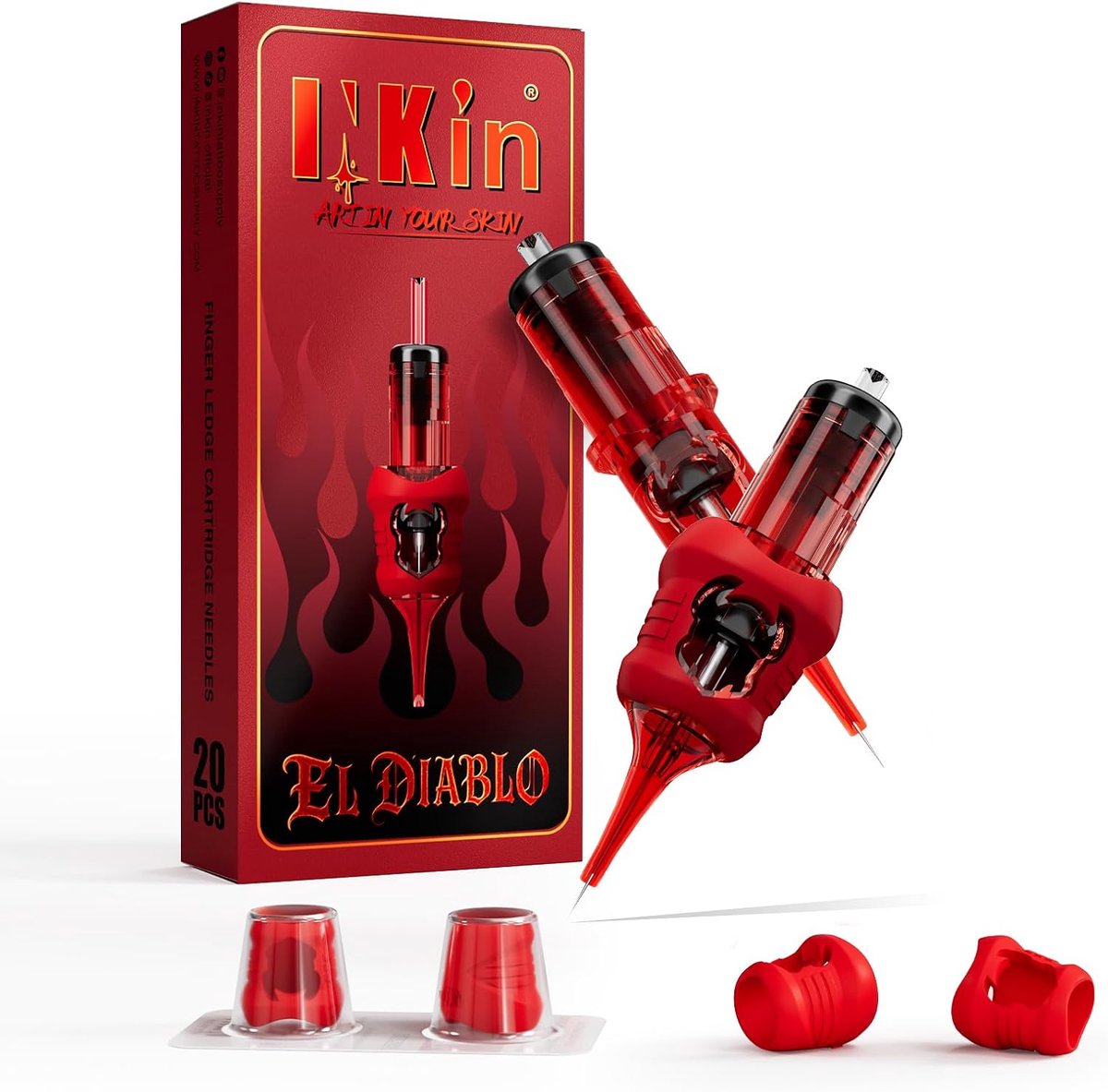 SnelShoppen - Tattoo Naalden 7RM 20 Stuks, Ronde Magnum 0,30 mm met Siliconen Bescherming, Duurzame Tattoo Cartridges voor Tattoo-Machine