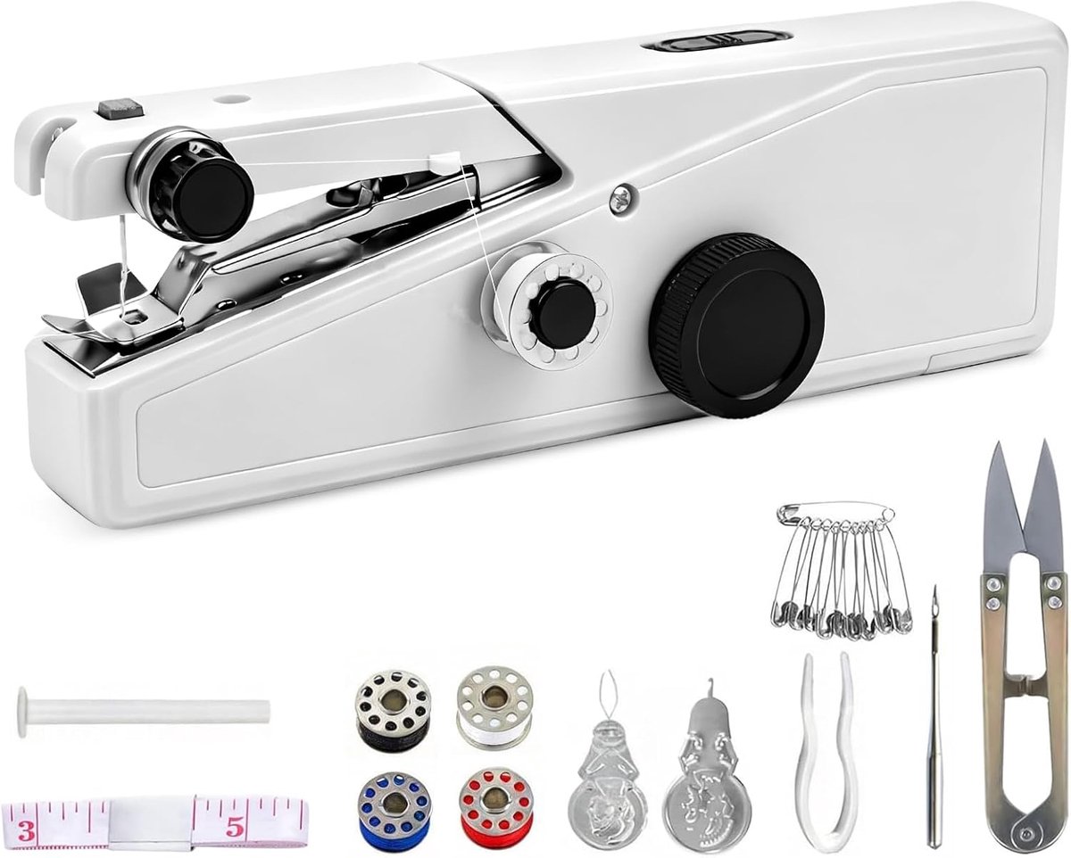 SnelShoppen - Draagbare Mini Handnaaimachine - Draadloze Elektrische Naaimachine met Naaiaccessoires - Snel en Eenvoudig Naaien voor Kleding, Stoffen