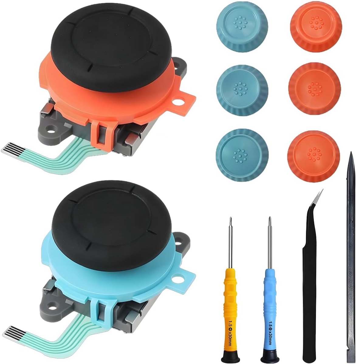 SnelShoppen - 2 Analoge 3D-Joysticks voor Switch 2 - Antislip Rubber Handgrepen voor Joy-Con - Set Vervangende Sticks voor Gaming Controllers